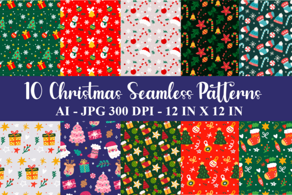 10 Cute Christmas Seamless Patterns
