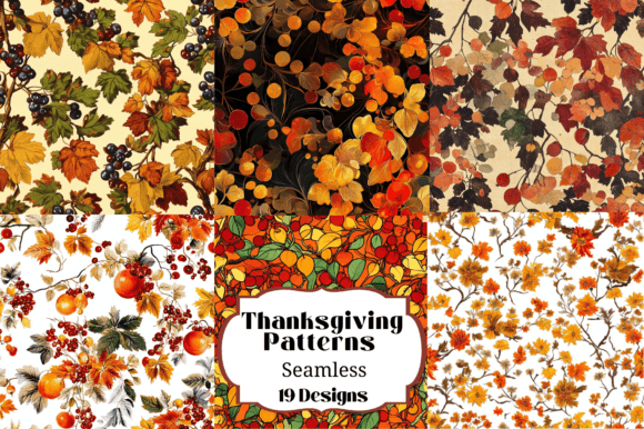 19 Thanksgiving Fall Seamless Patterns