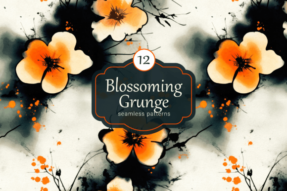 Blossoming Grunge Seamless Patterns