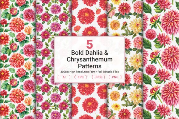 Bold Dahlia Chrysanthemum Patterns: Elevate Your Creative Projects with Vibrant Nature