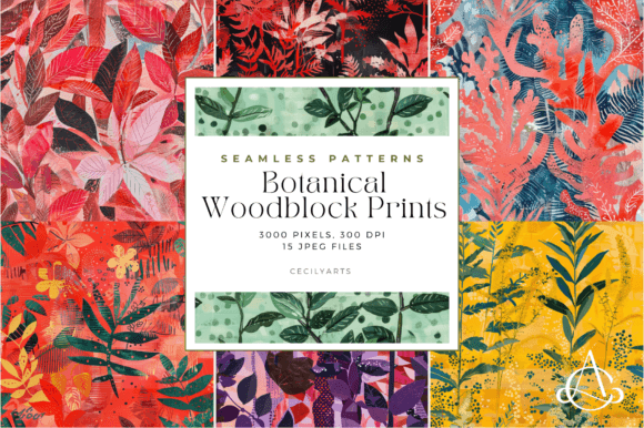 Botanical Woodblock Seamless Patterns: A Creative Companion for Your Next Project