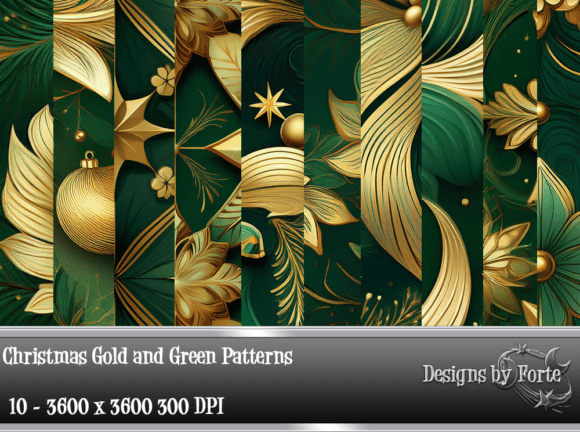Christmas Gold and Green Patterns: Elevate Your Festive Creations with AI-Generated Textures