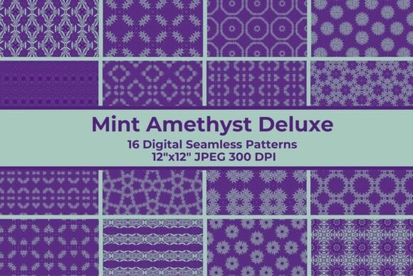 Mint Amethyst 16 Digital Patterns: Elevate Your Design Projects with Timeless Elegance