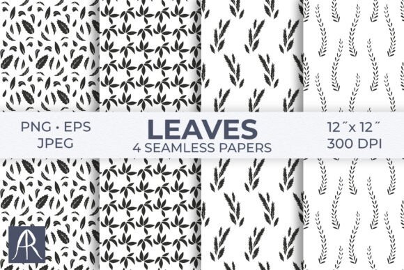 Monochrome Leaves Silhouettes Patterns for Modern Design