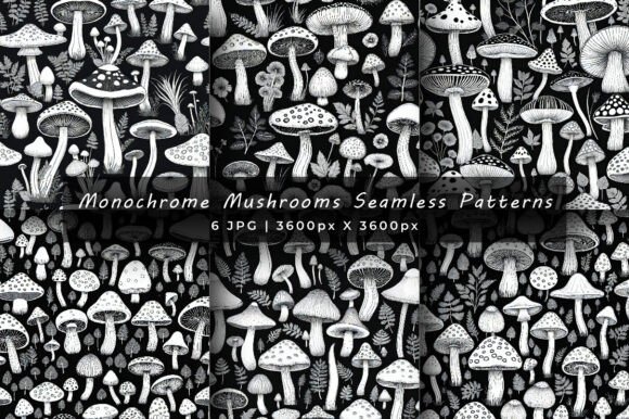Monochrome Mushrooms Patterns 🍄🍄: Elevating Digital Design with Timeless Elegance