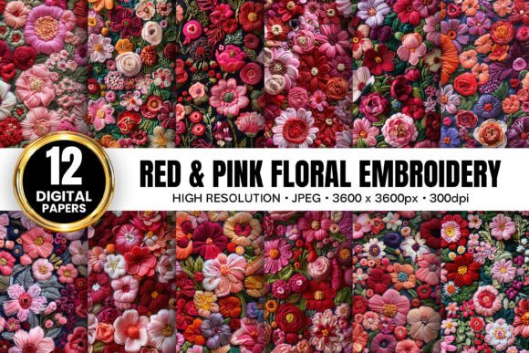 Red Pink Floral Embroidery Patterns: A Versatile Design Resource for Creative Projects