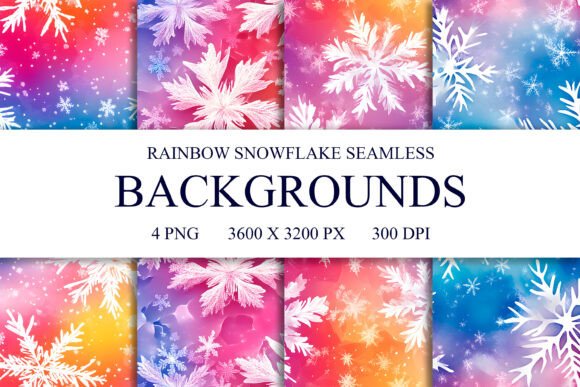 Unlock Creativity with 4 Rainbow Snowflakes Seamless Patterns